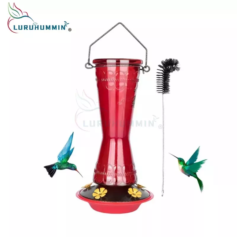 Color Glass Hanging Bird Water Feeder